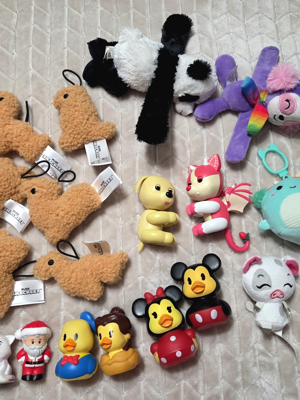 Assorted Toy Lot- Disney, Squishmallow, Fingerlings, Snackeez, Little People